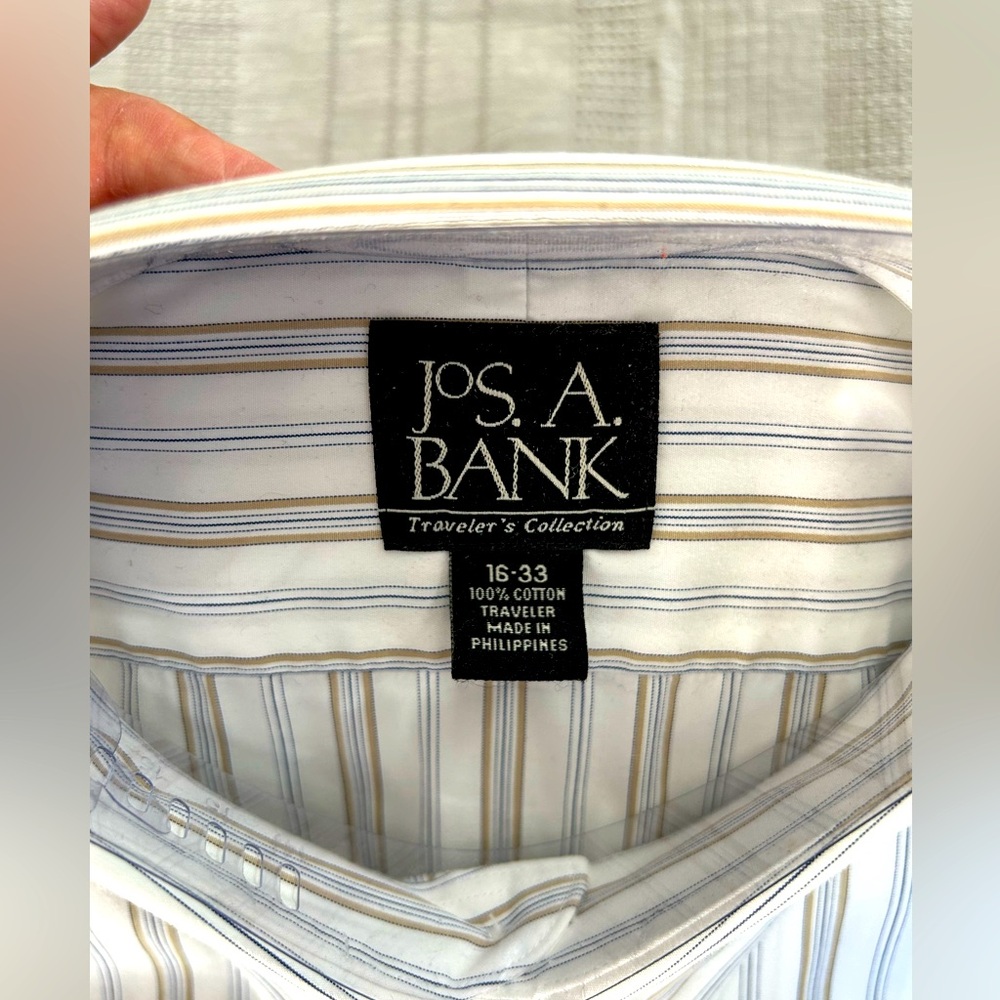 Jos. A.  Bank Travelers Collection Tan Stripe Long Sleeve Shirt - Picture 5 of 5
